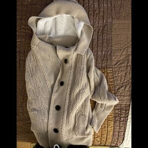 NWOT lined button up sweater with lined hood